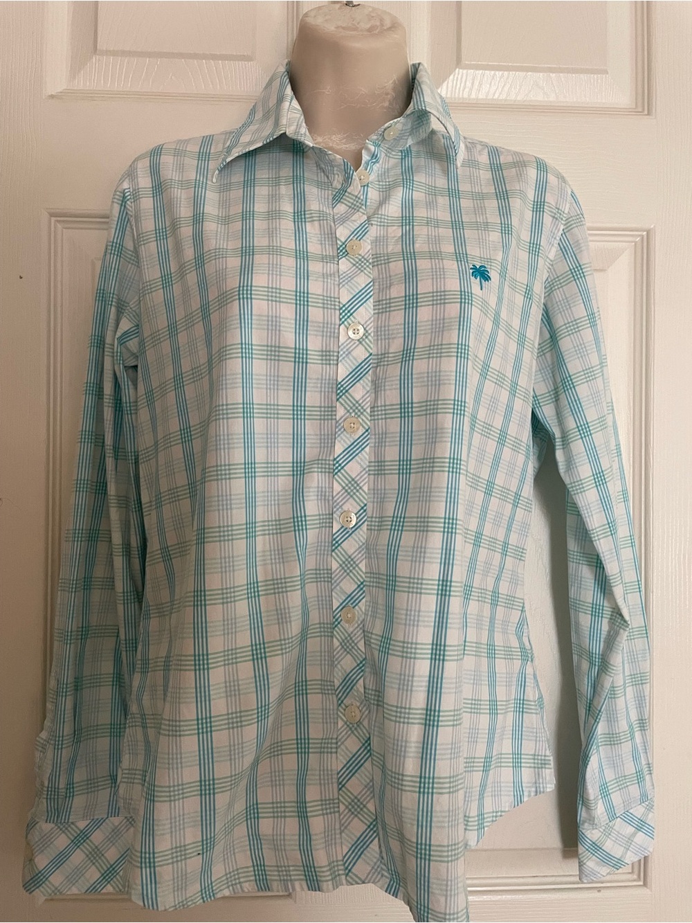 Lilly Pulitzer Light Blue Plaid Button-Up Shirt